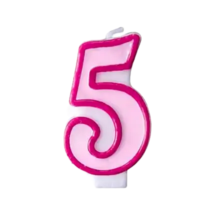Candela di compleanno numero 5 rosa
