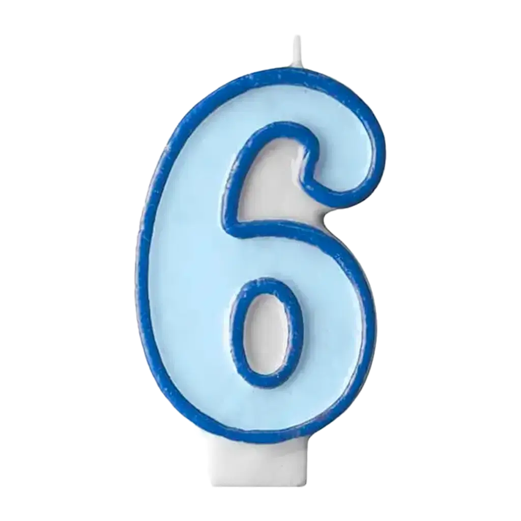 Anniversario Candela numero 6 blu