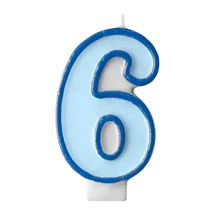 Anniversario Candela numero 6 blu