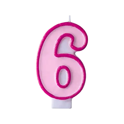 Candela di compleanno numero 6 rosa