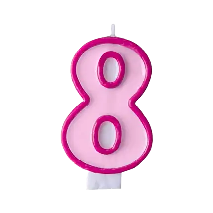 Candela di compleanno numero 8 rosa