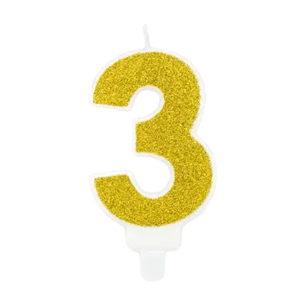 Candela anniversario numero 3 oro