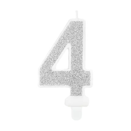 Candela di compleanno numero 4 argento