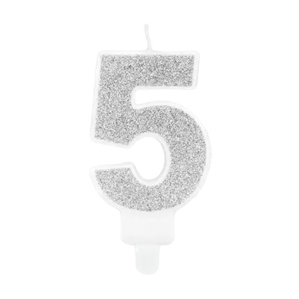Candela di compleanno numero 5 argento
