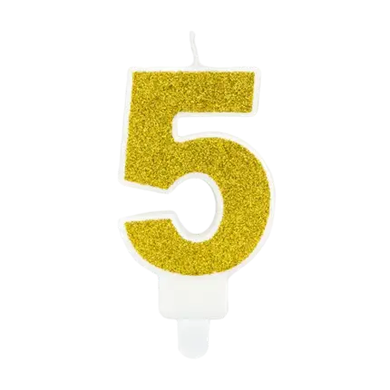Candela anniversario numero 5 oro