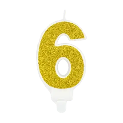 Candela anniversario numero 6 oro