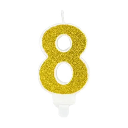 Candela anniversario numero 8 oro