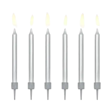 6 candele di compleanno in argento (6cm)