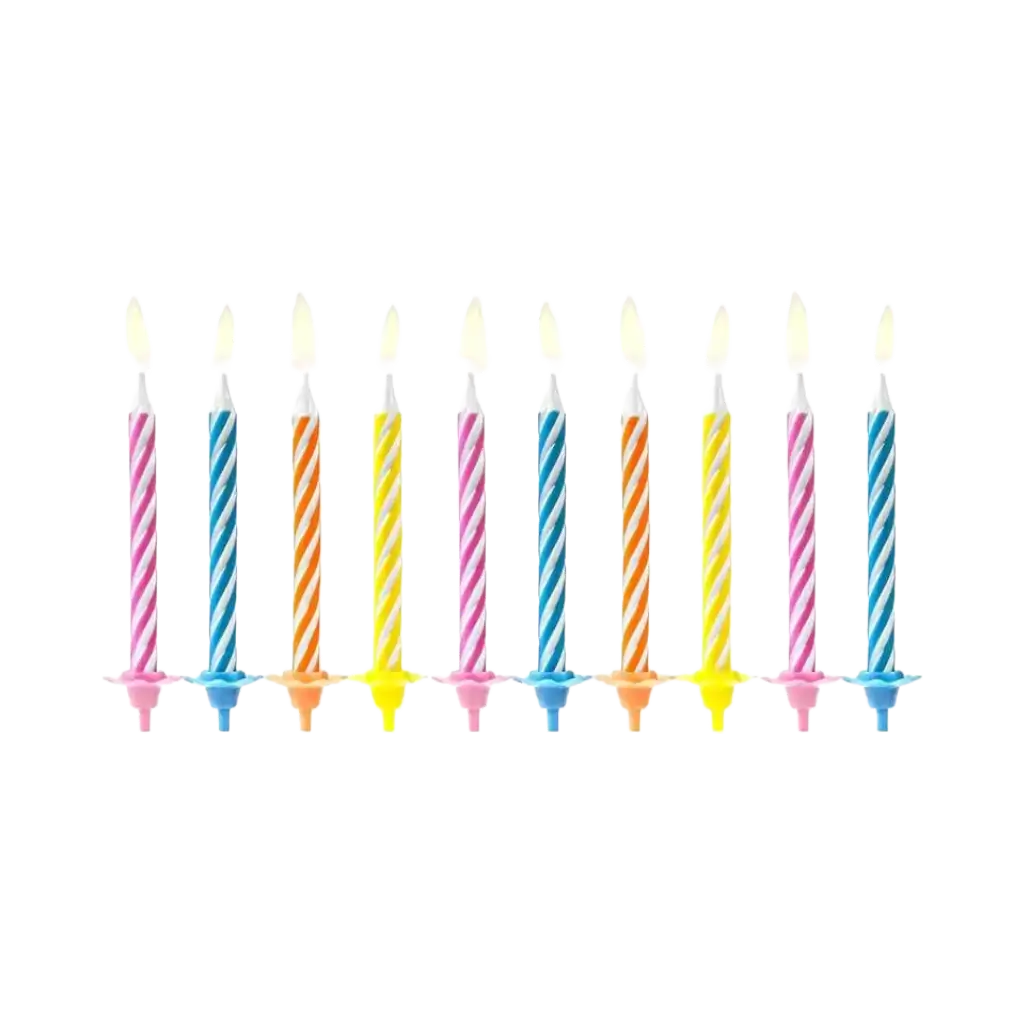 10 candele di compleanno miste (6cm)