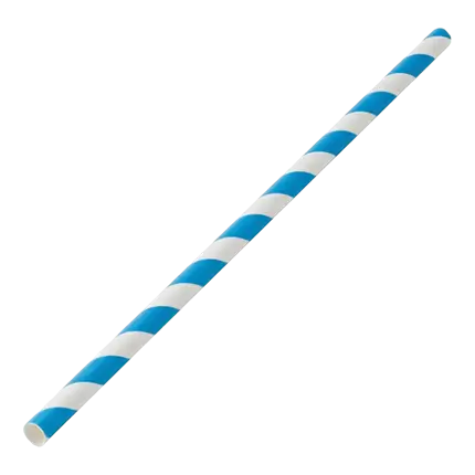 Paglia di carta a strisce blu 20cm /ø6mm (250 pz)