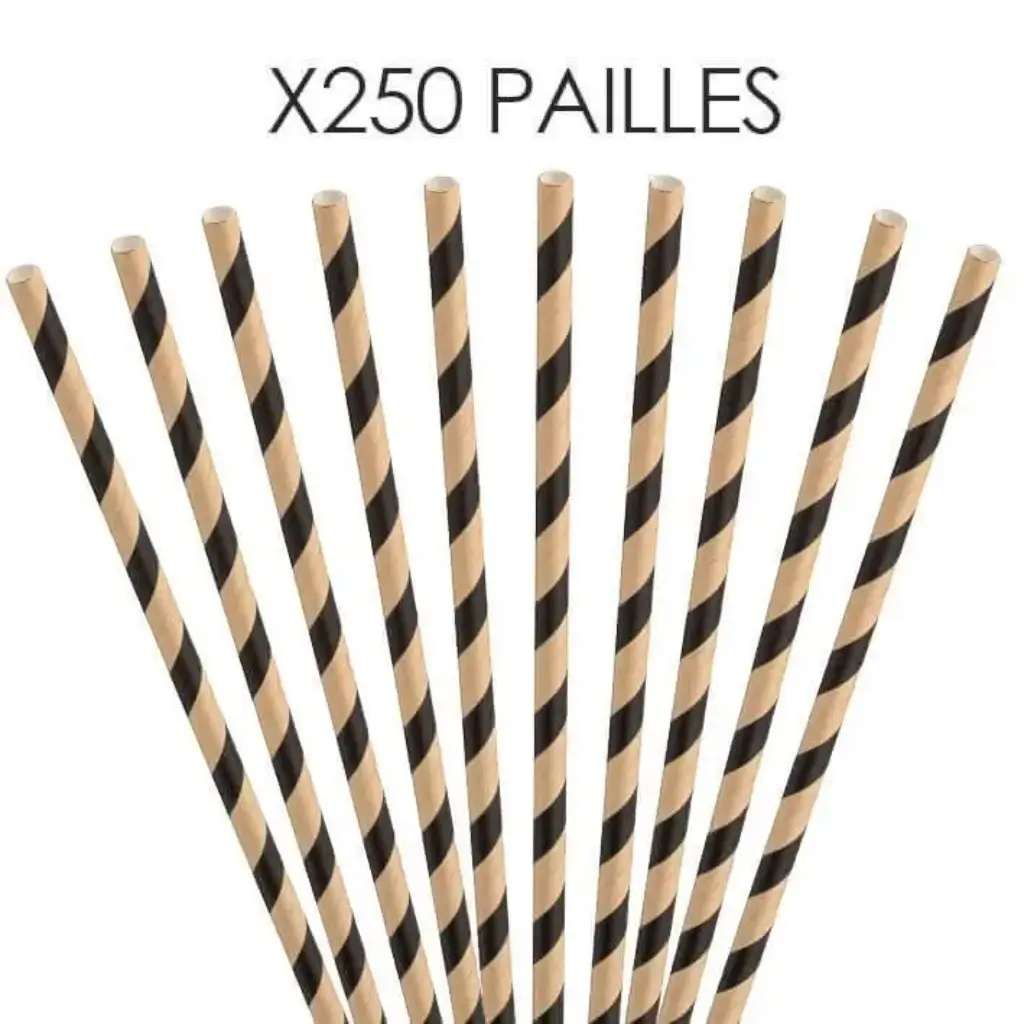 Carta paglia a strisce Kraft/Nero 20cm /ø6mm (250 pz)