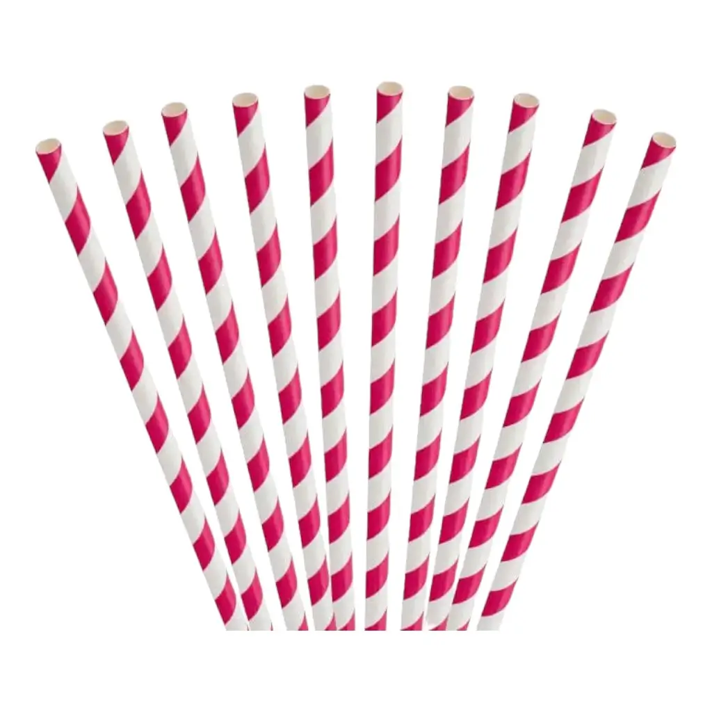 Carta paglia a strisce rosa 20cm /ø6mm (250 pz)