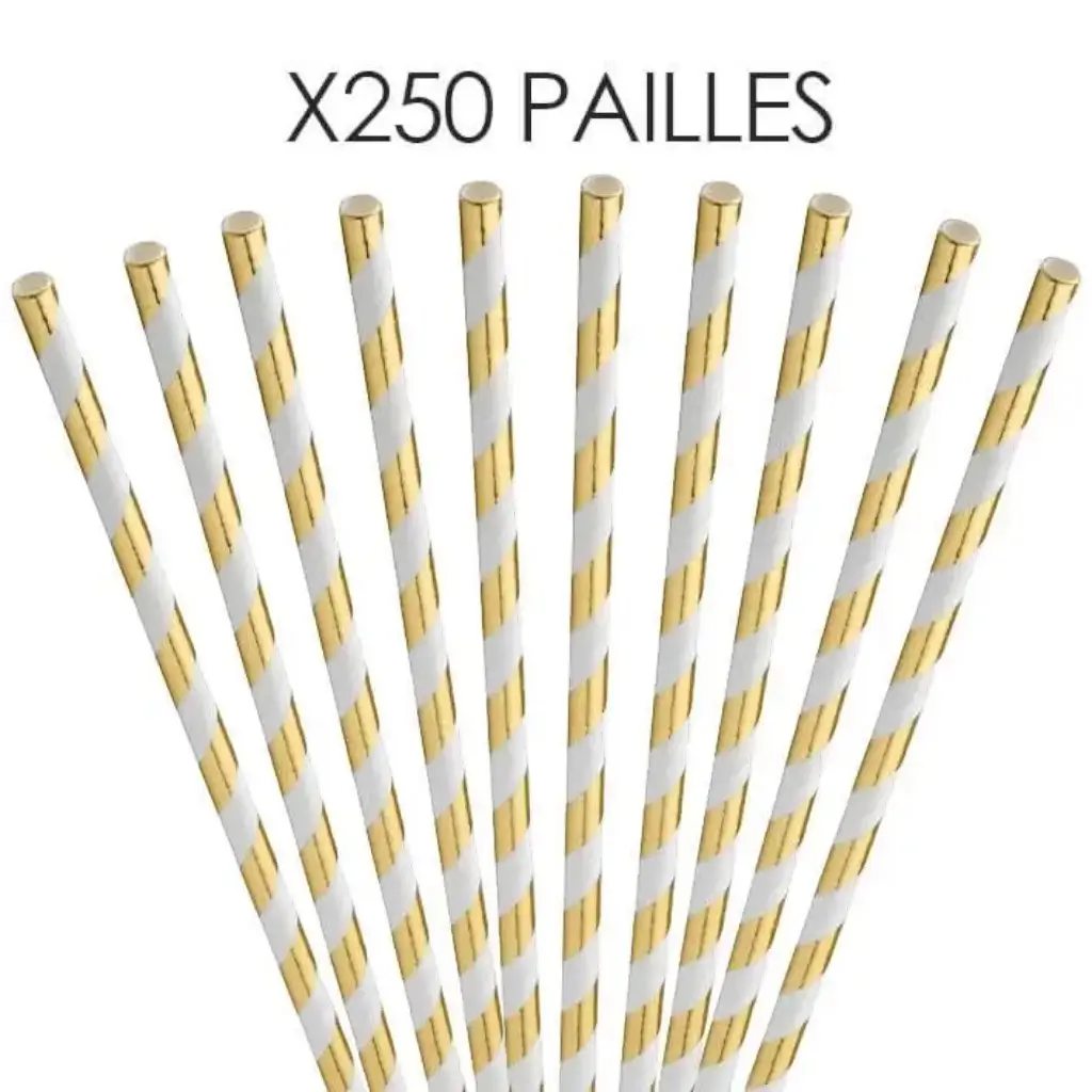 Carta paglia a strisce Oro/oro 20cm /ø6mm (250 pz)