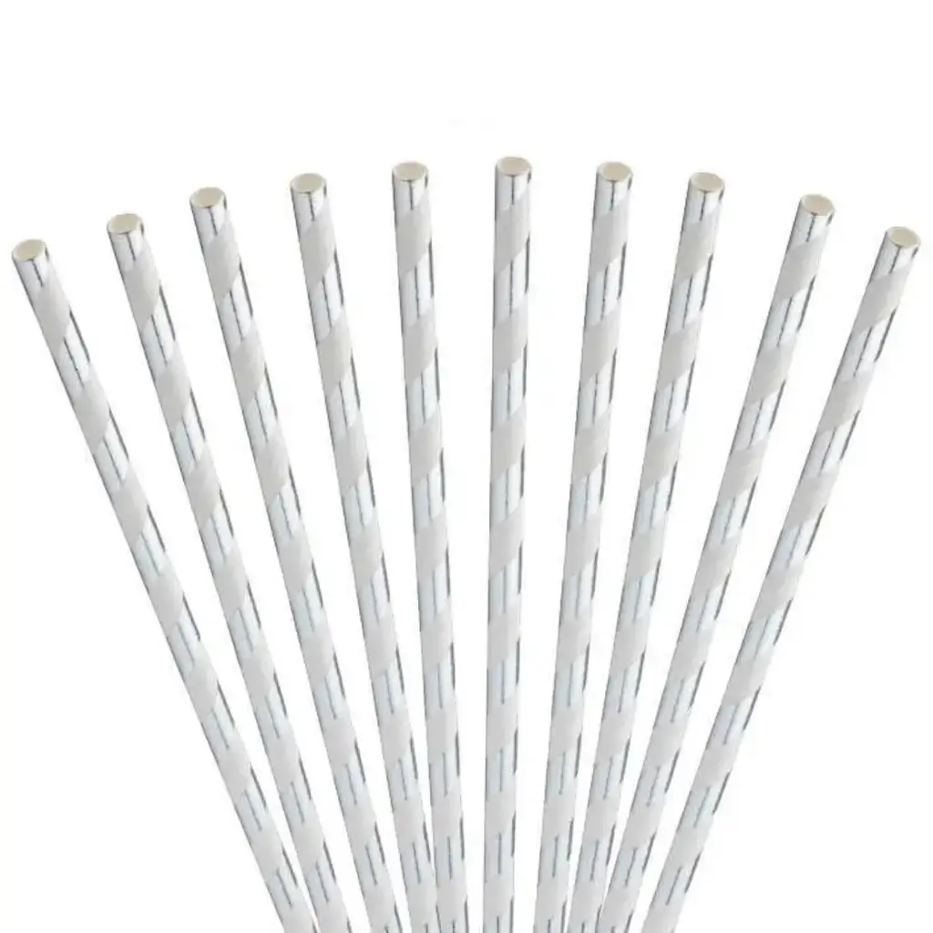 Carta paglia a strisce argento/argento 20cm /ø6mm (250 pz)