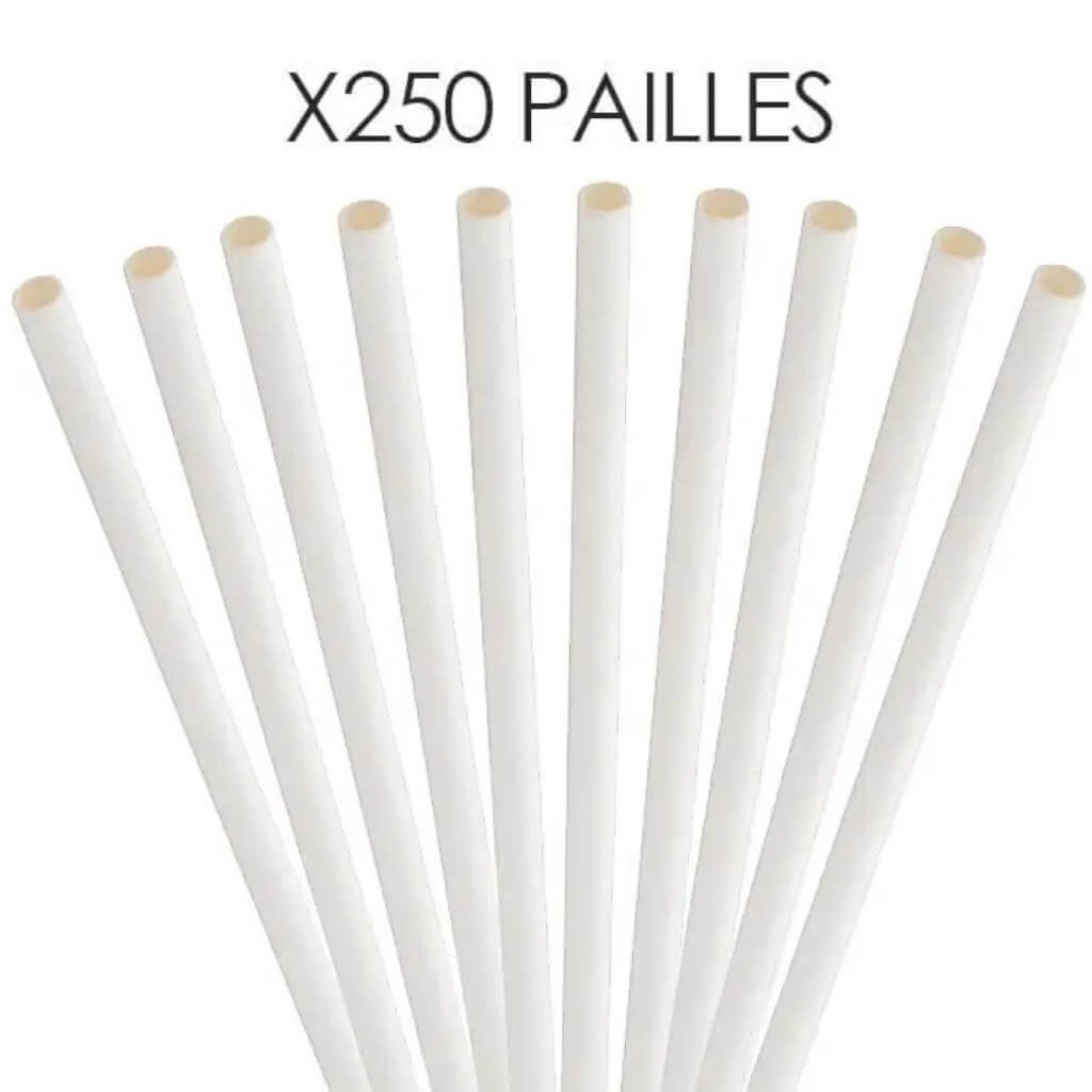 Paglia di carta bianca 14cm /ø5mm (250 pz.)