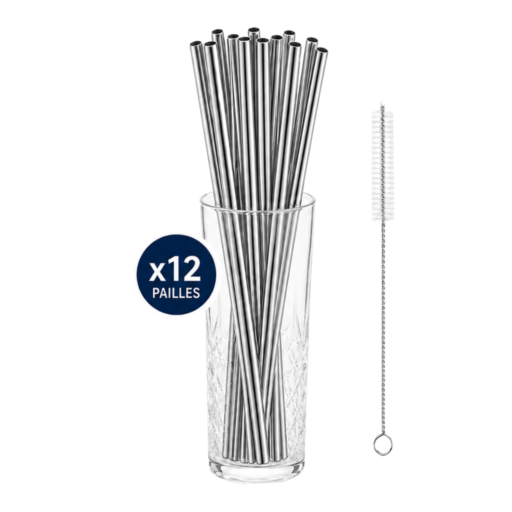 Cannuccia riutilizzabile in acciaio inox 21,5cm /ø6mm (12pz)