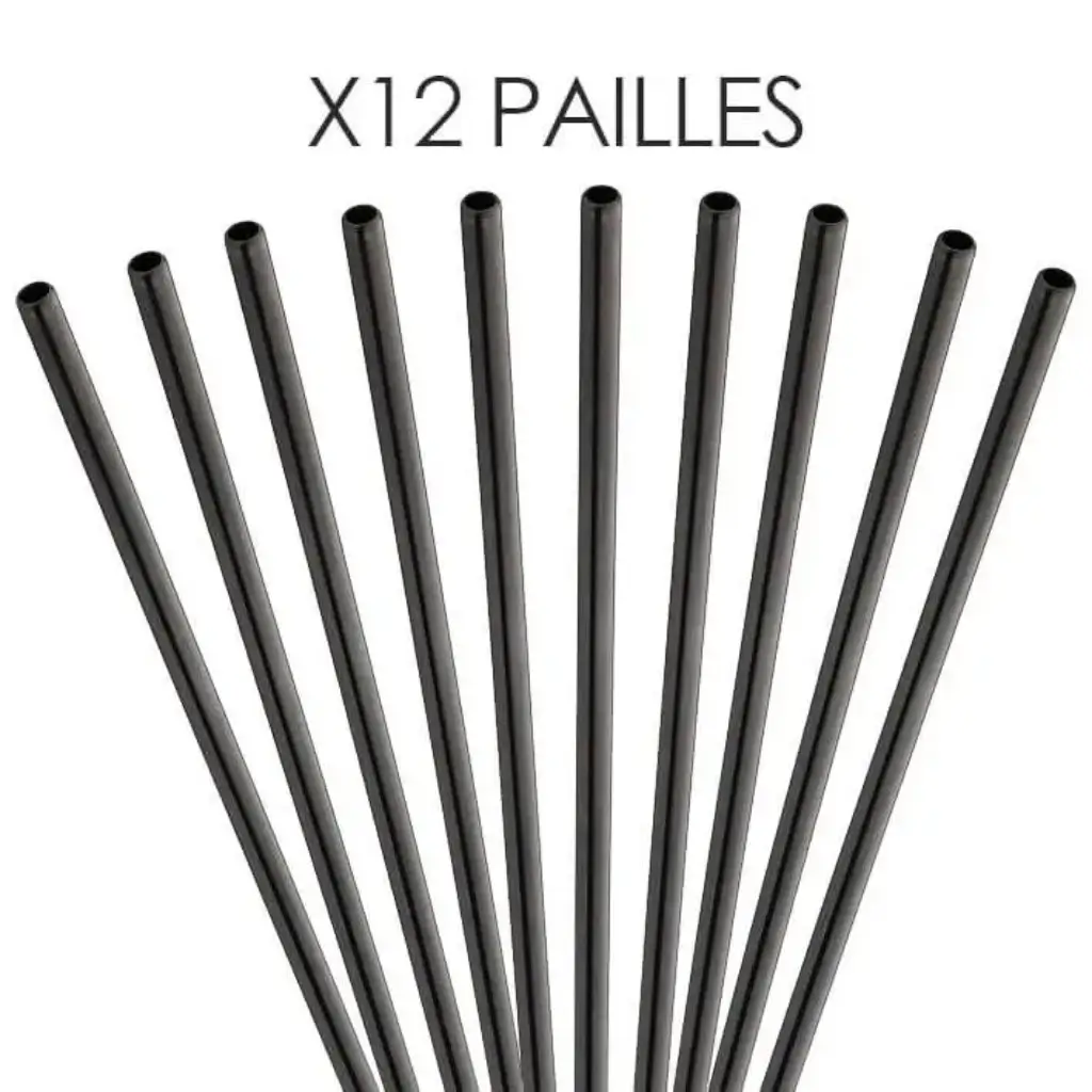 Riutilizzabile in acciaio inox paglia nera opaca 21,5cm /ø6mm (12pz)