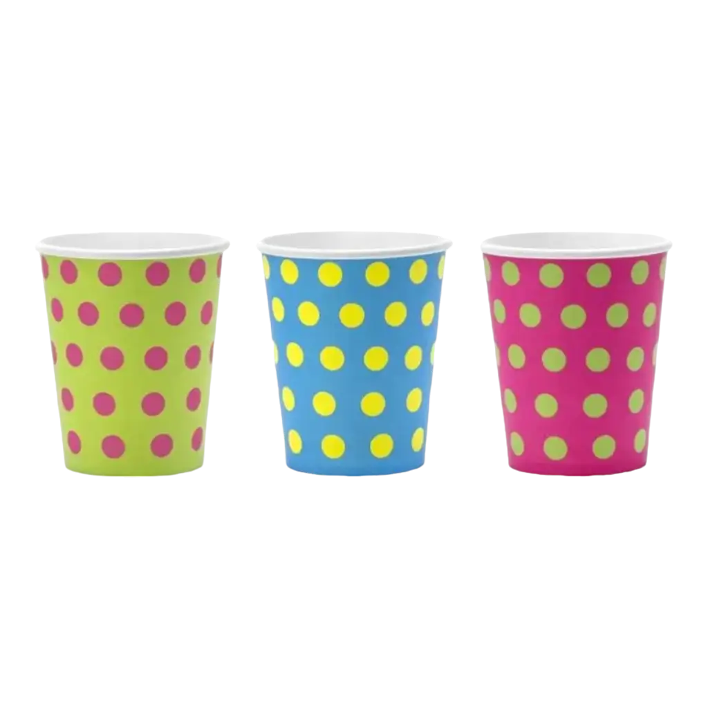 Tazza di carta con pois multicolore (Set di 6)