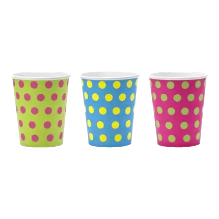 Tazza di carta con pois multicolore (Set di 6)