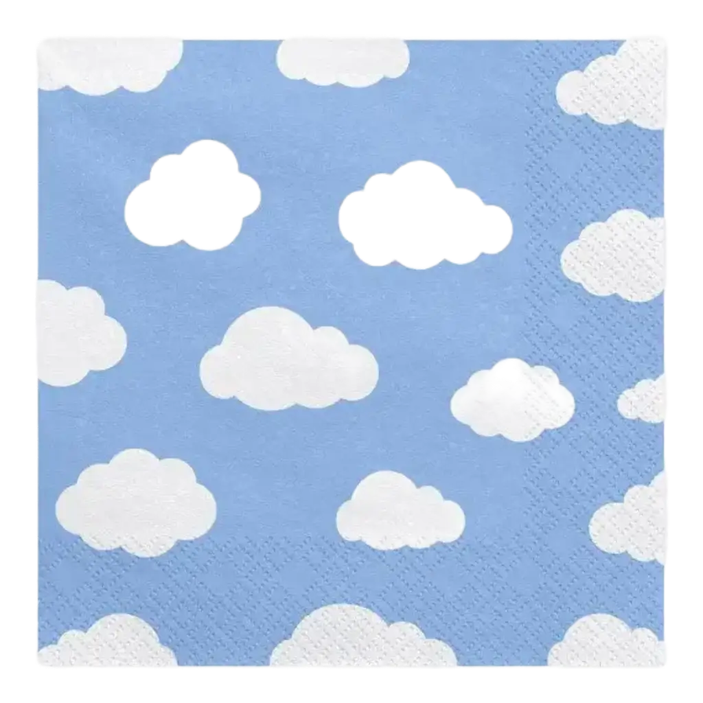 Tovagliolo di carta blu chiaro con motivo a nuvole (Set di 20)