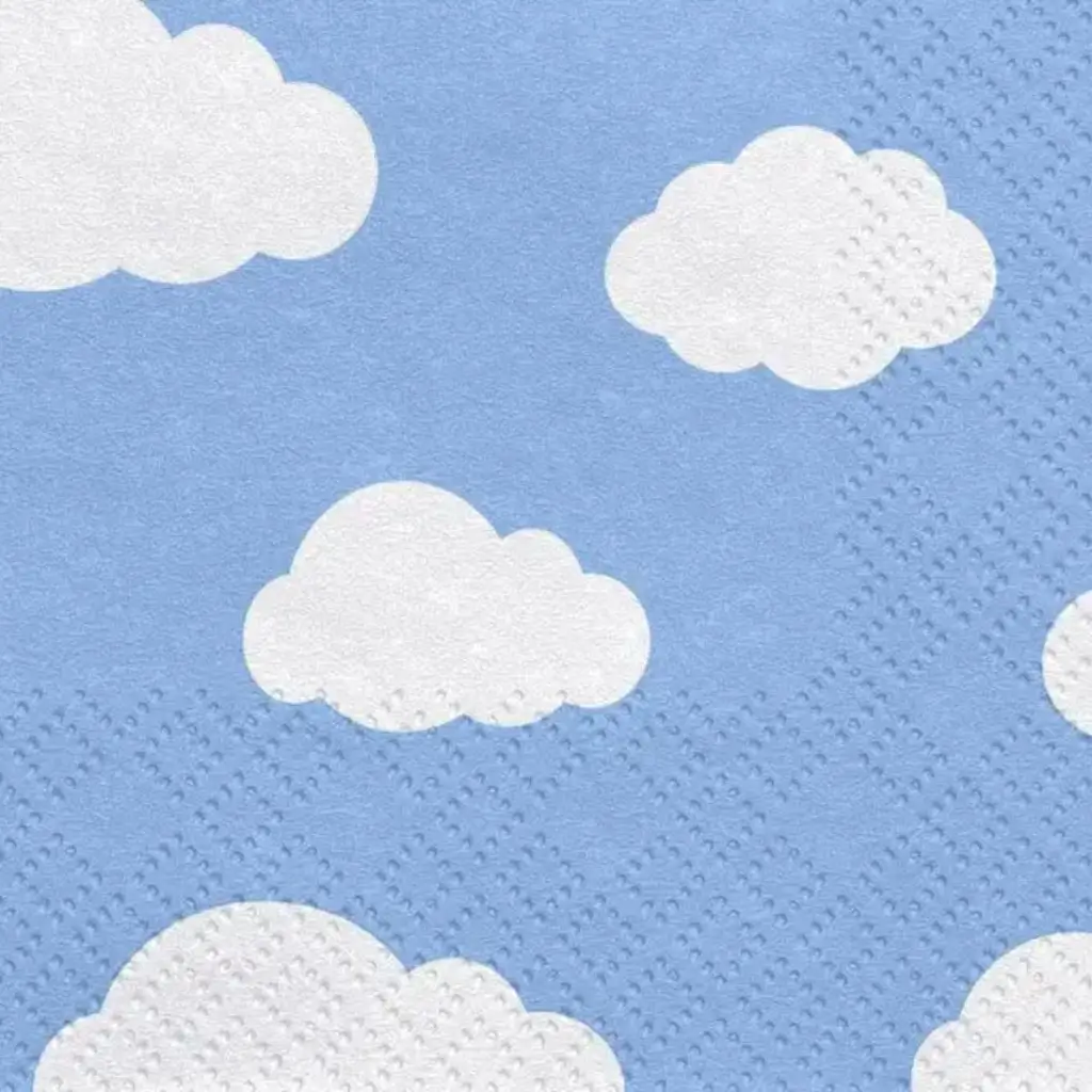 Tovagliolo di carta blu chiaro con motivo a nuvole (Set di 20)