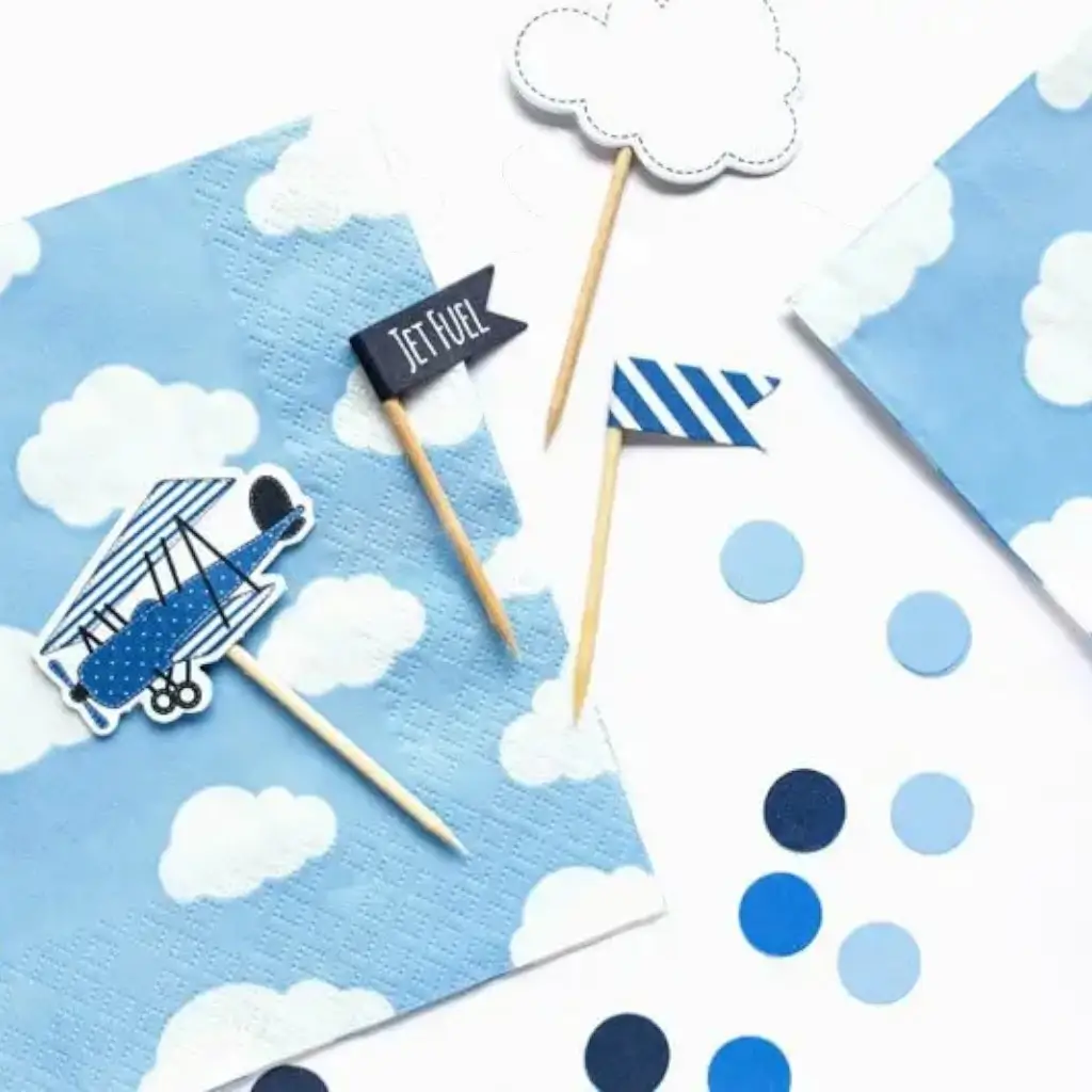 Tovagliolo di carta blu chiaro con motivo a nuvole (Set di 20)