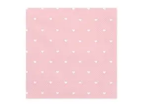 Tovagliolo di carta rosa chiaro con cuore bianco (Set da 20)
