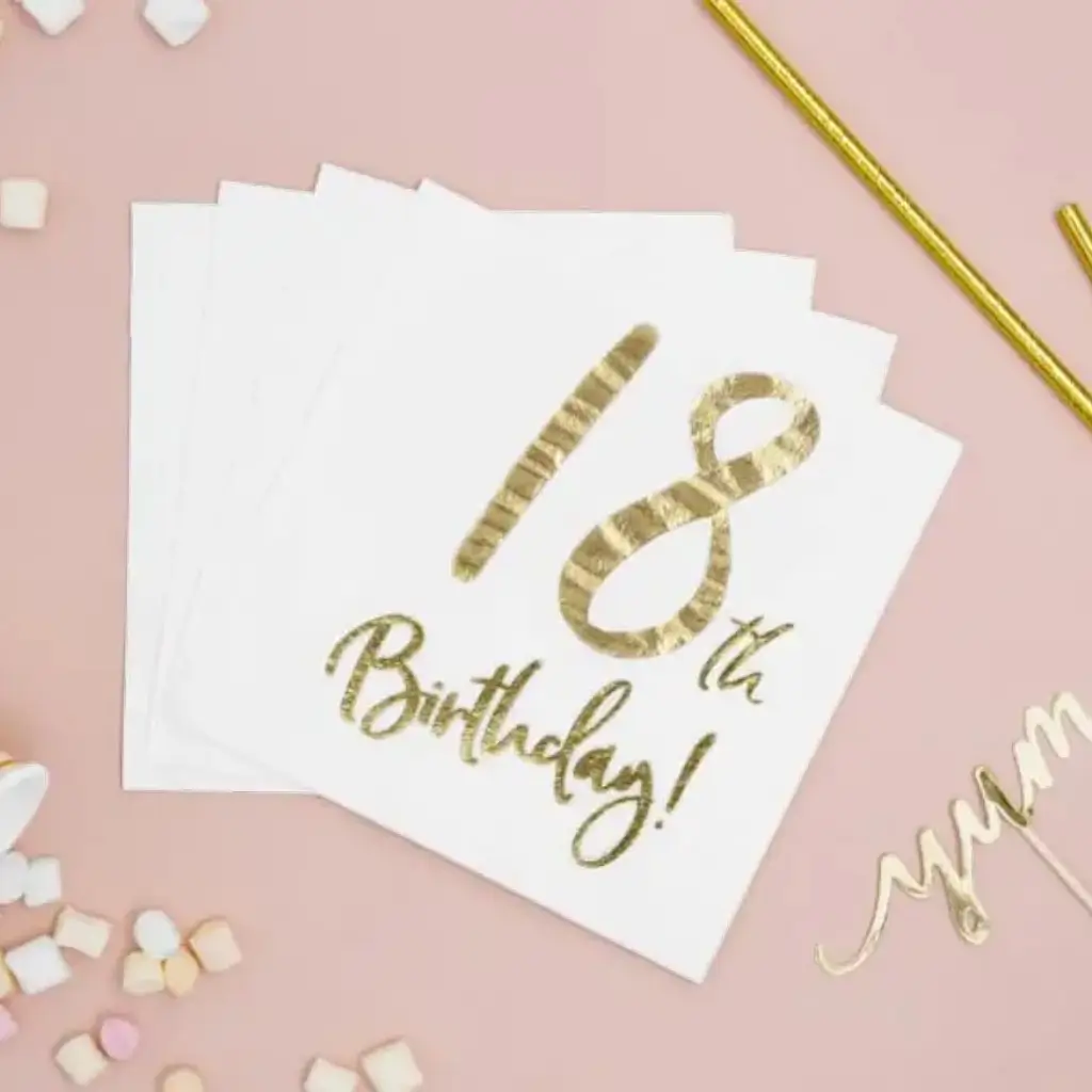 Asciugamano di carta per il 18° compleanno (set da 20)