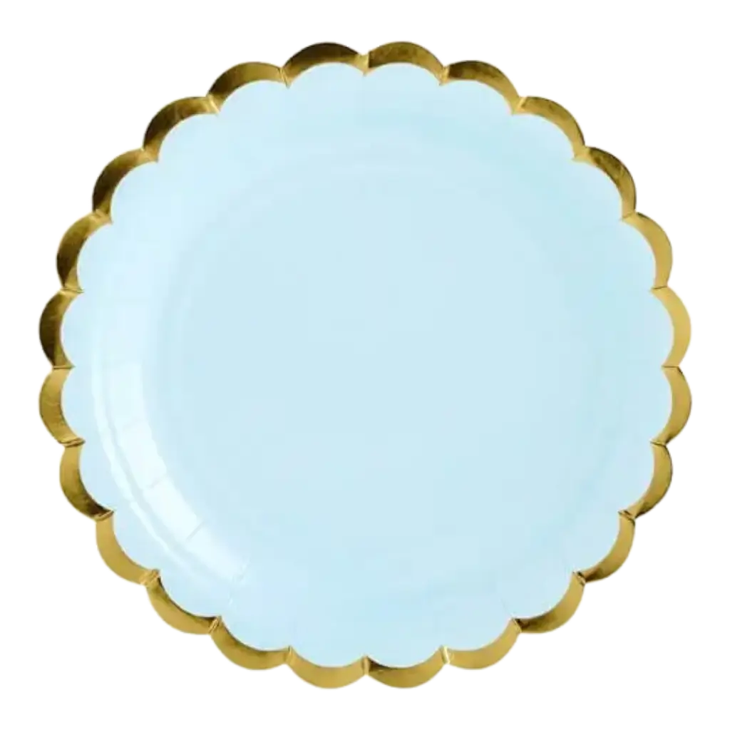 Piatto in carta azzurra con finiture in oro (Set di 6)