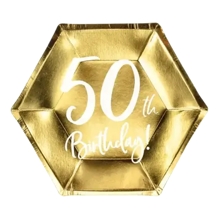 Piatto di carta 50 Birtdhay oro (Set di 6)