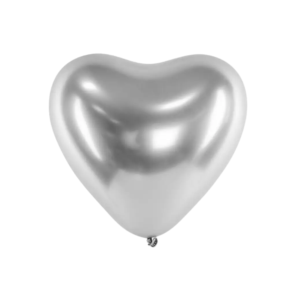 Confezione da 50 palloncini a cuore d'argento