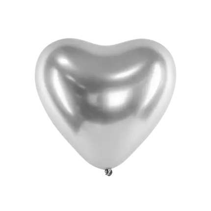 Confezione da 50 palloncini a cuore d'argento