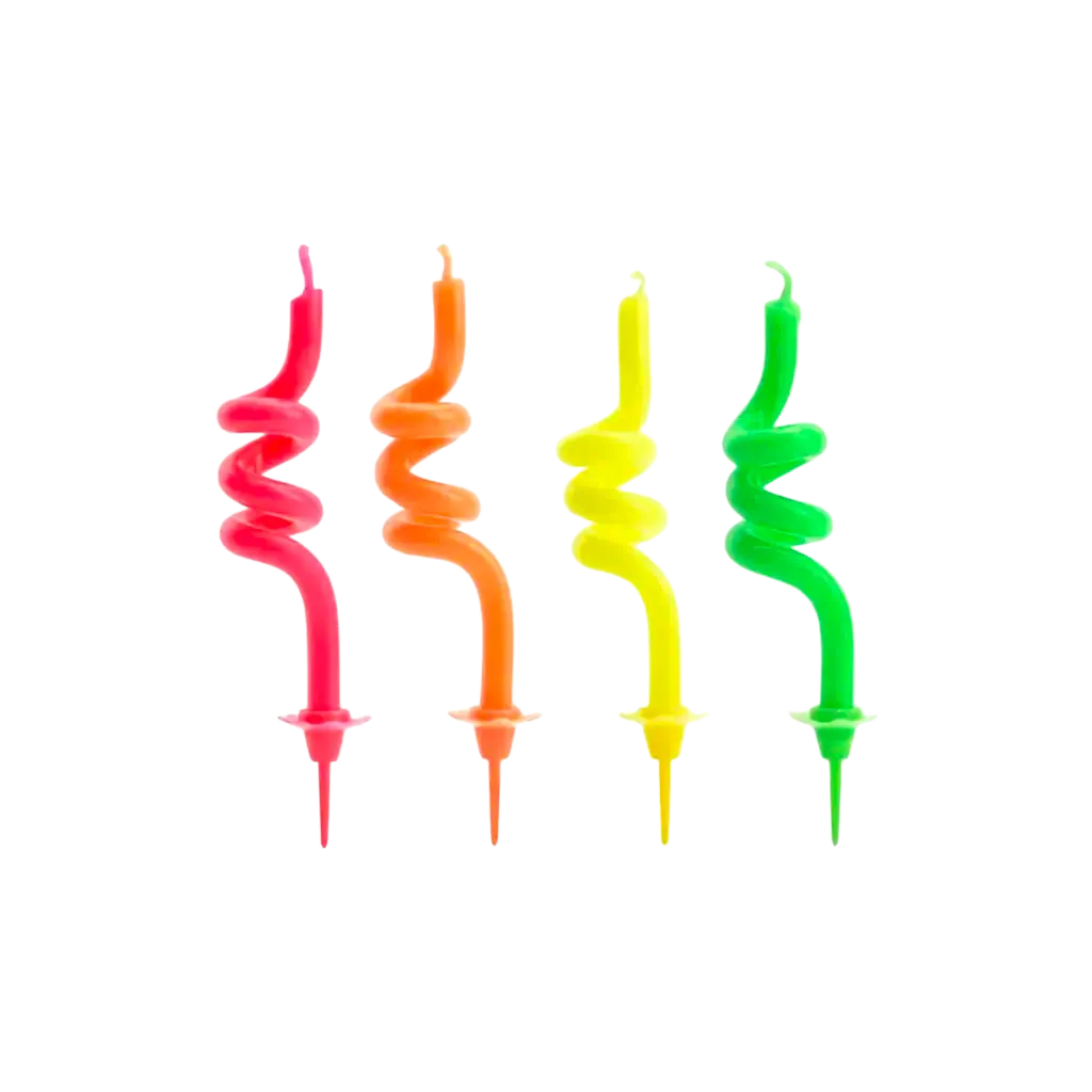 4 candele di compleanno miste a riccioli (8cm)