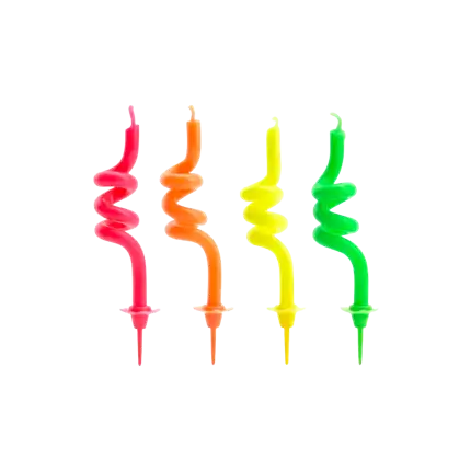 4 candele di compleanno miste a riccioli (8cm)