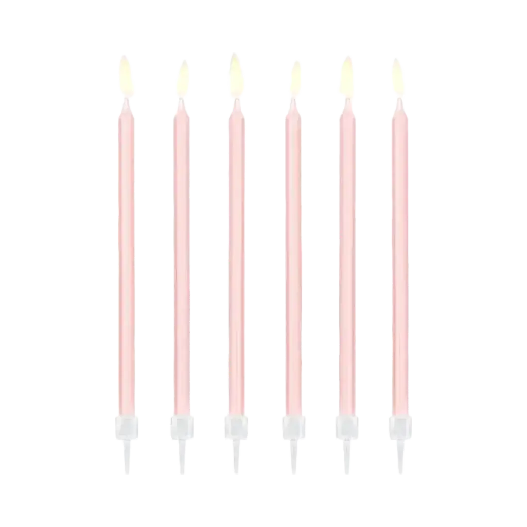 12 candele di compleanno rosa chiaro (14cm)