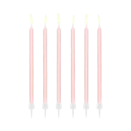 12 candele di compleanno rosa chiaro (14cm)