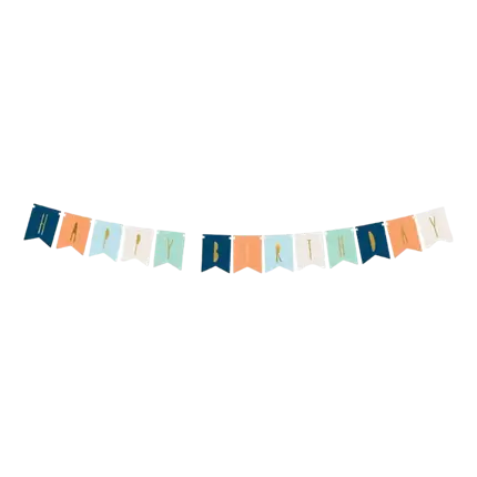 Ghirlanda multicolore di Buon Compleanno con scritta in oro