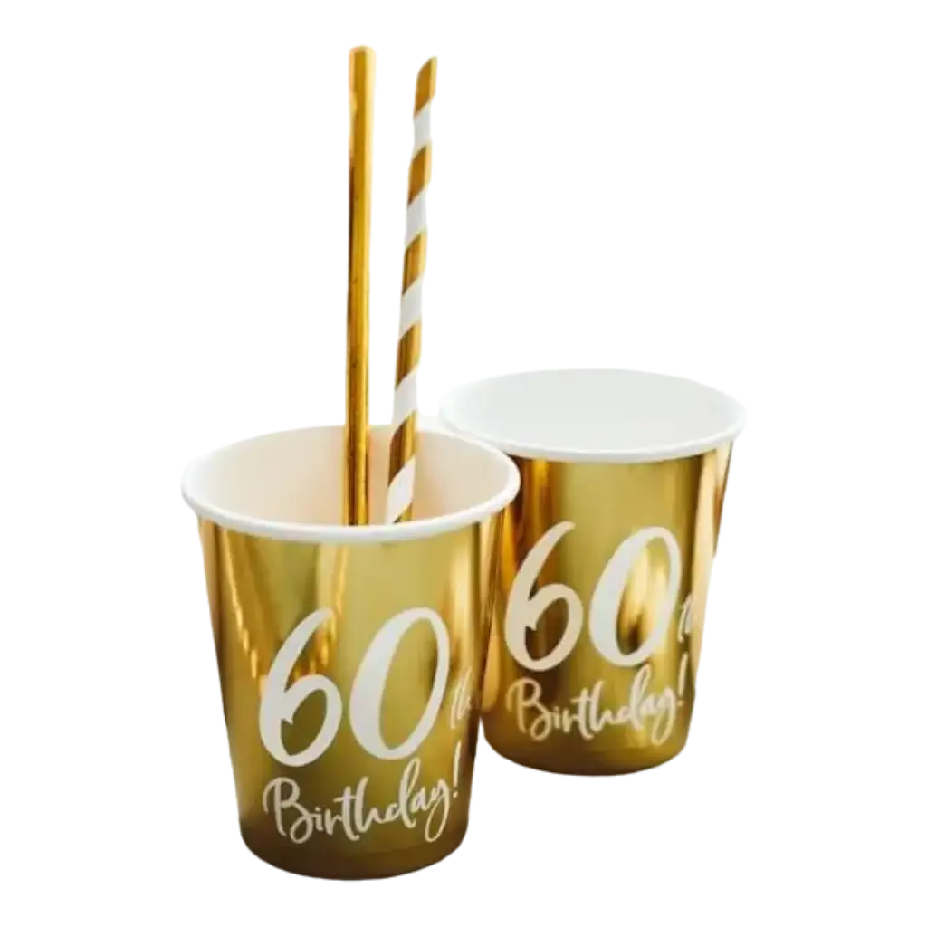 Set di 6 coppe d'oro "60 anni".