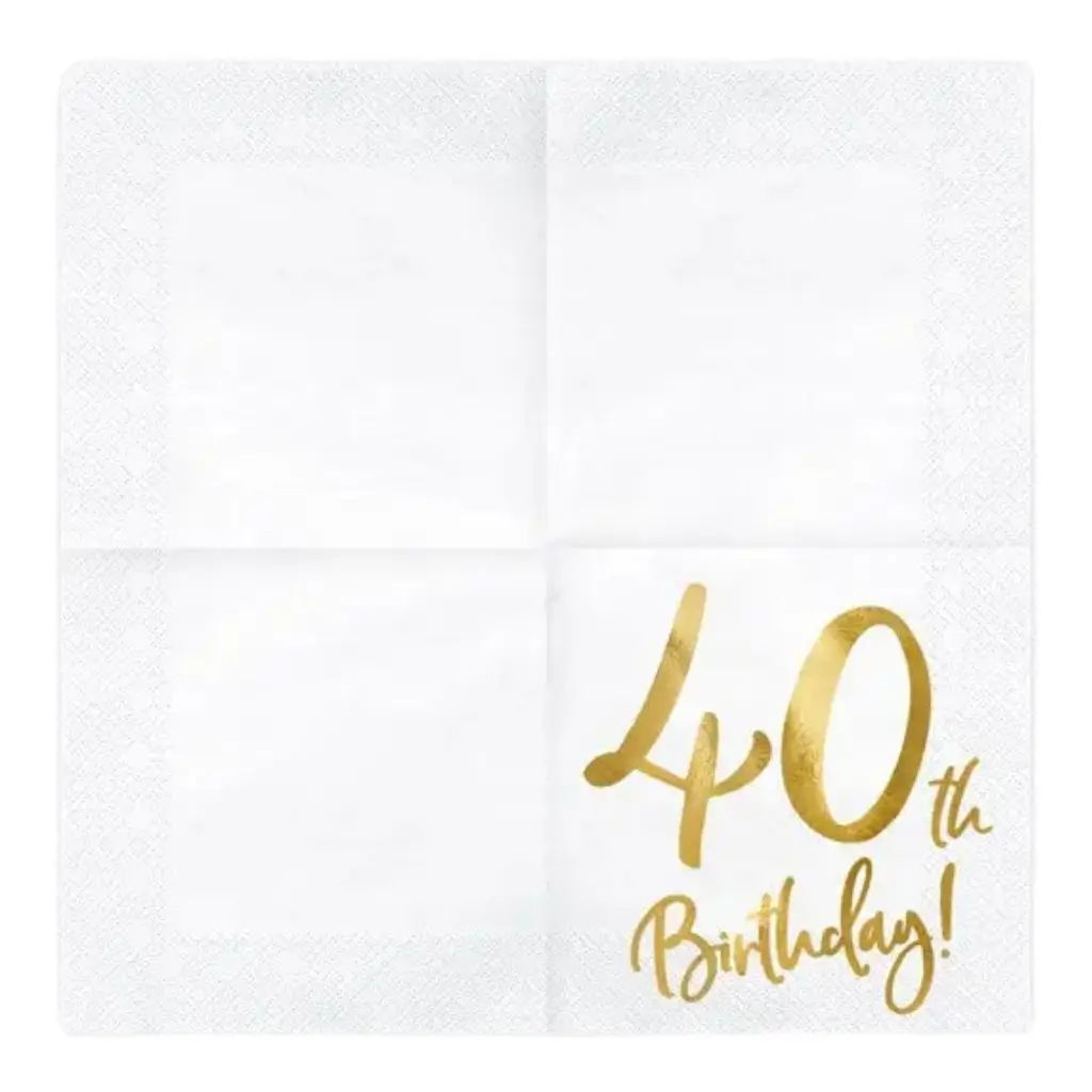 Asciugamano di carta per il 40° compleanno (set da 20)
