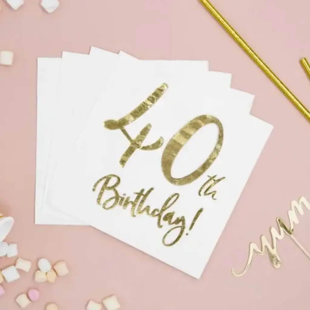 Asciugamano di carta per il 40° compleanno (set da 20)