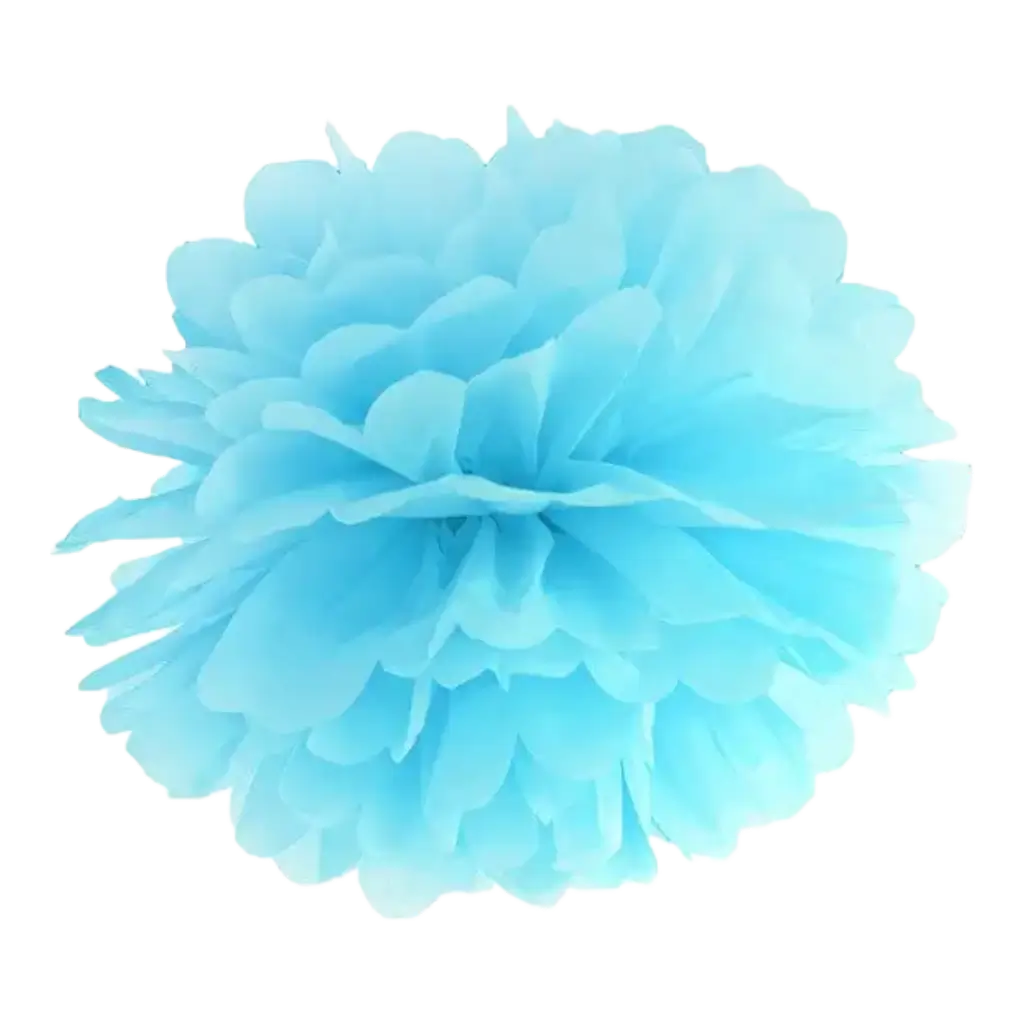 Pompom di carta azzurra 25cm