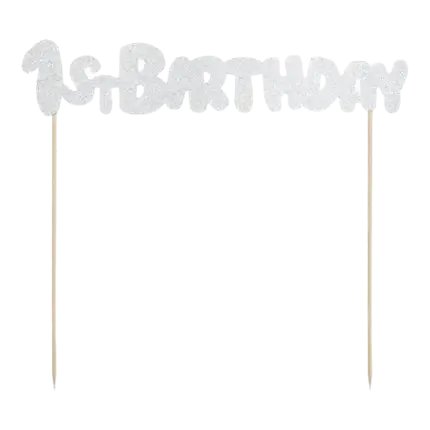 Decorazione della torta 1° Compleanno argento glitterato