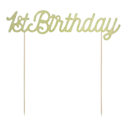 1 ° compleanno oro decorazione torta glitter oro