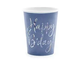 Happy Bday Blue Paper Tumbler (Set di 6)