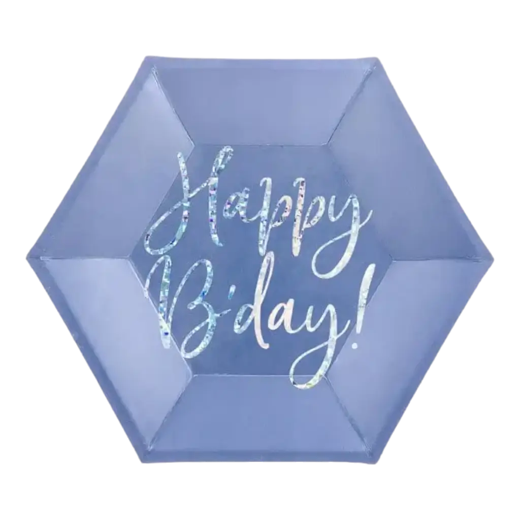 Buon Compleanno Piatto di carta blu (Set di 6)
