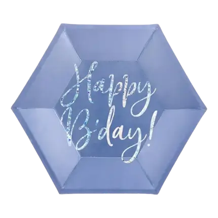 Buon Compleanno Piatto di carta blu (Set di 6)