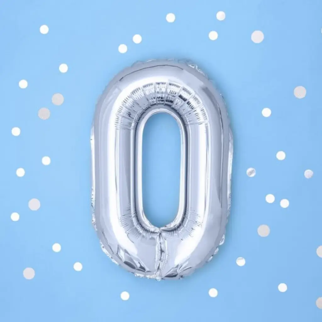 Palloncino anniversario numero 0 Argento 35cm