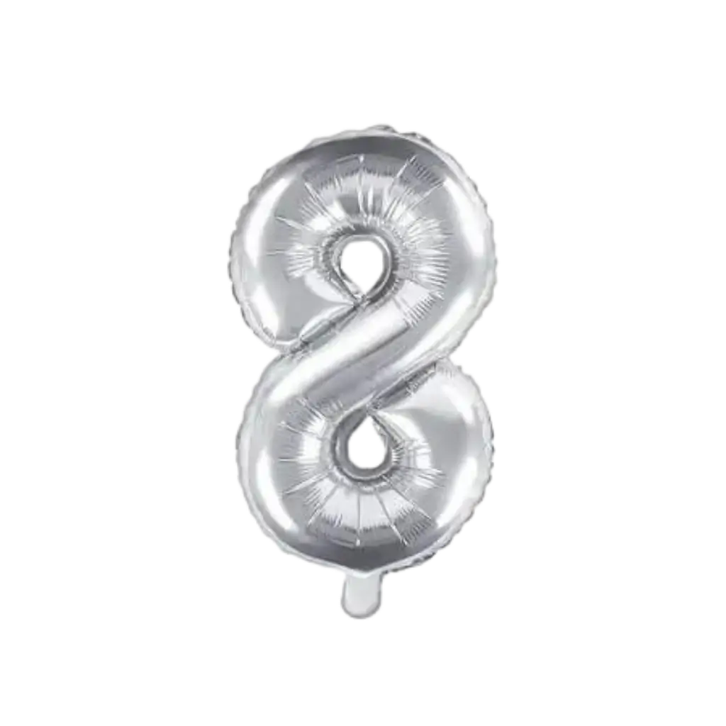 Palloncino anniversario numero 8 Argento 35cm