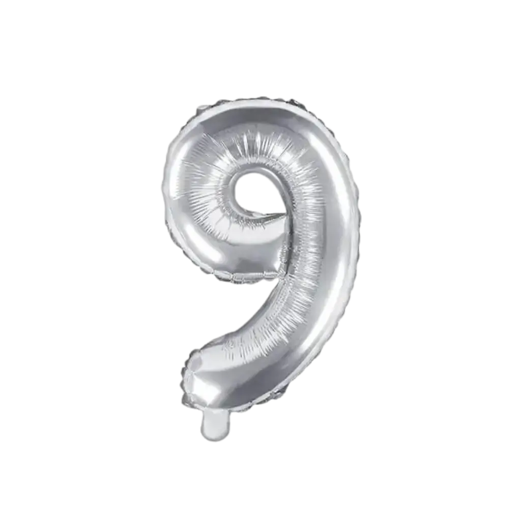 Palloncino anniversario numero 9 Argento 35cm