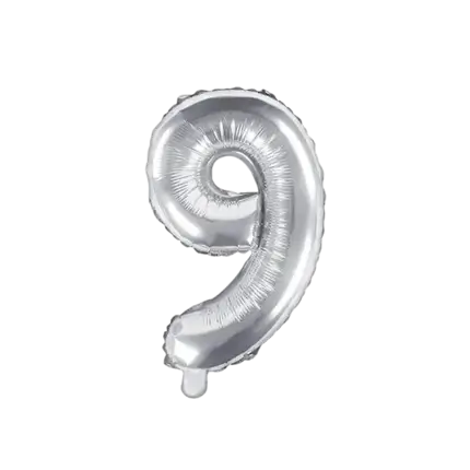 Palloncino anniversario numero 9 Argento 35cm